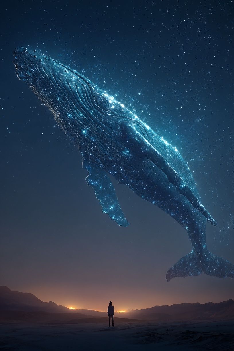 Cosmic Whale — Digital Art Print. poster — illustration art