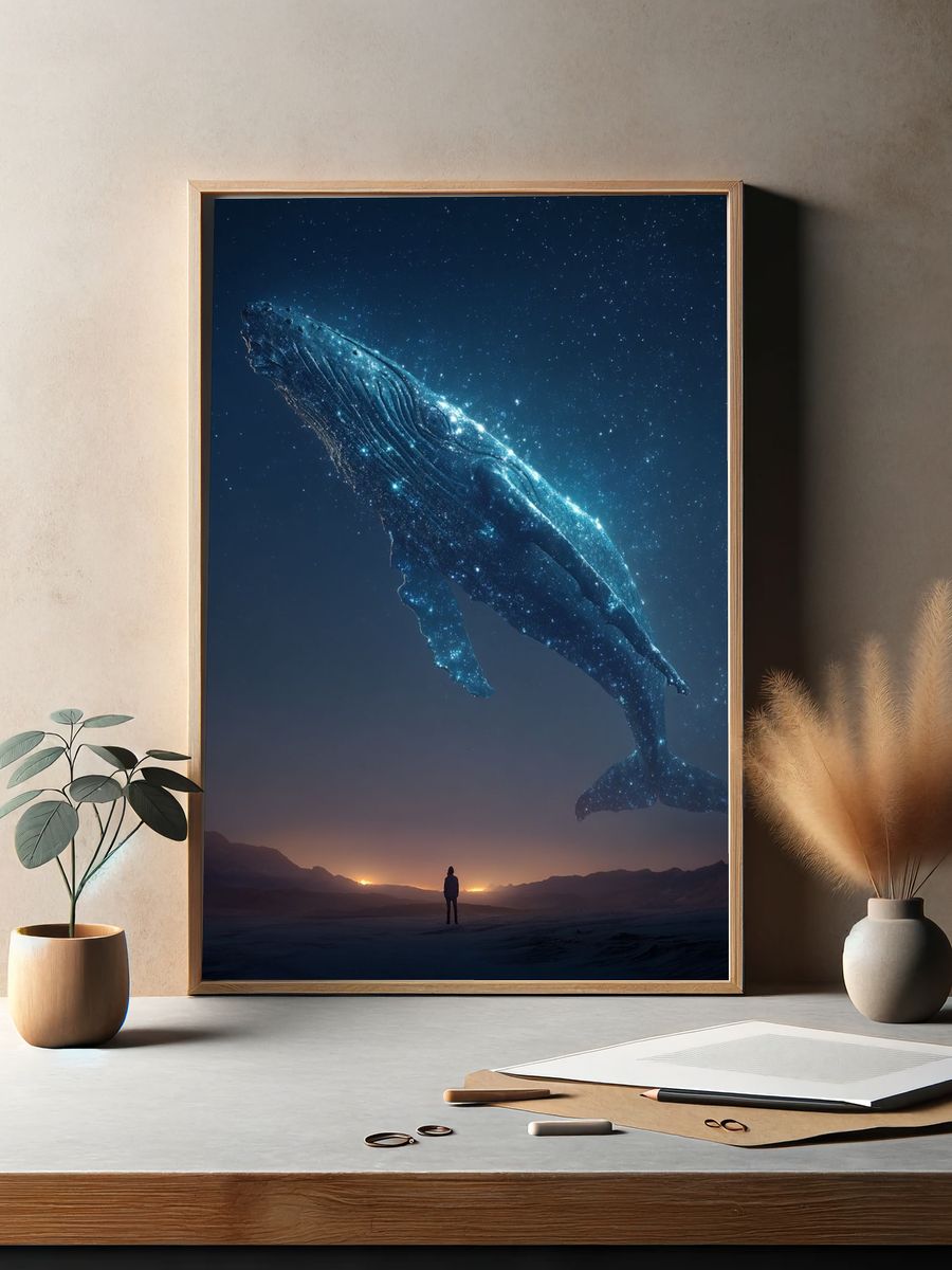 Cosmic Whale — Digital Art Print. — room view 2