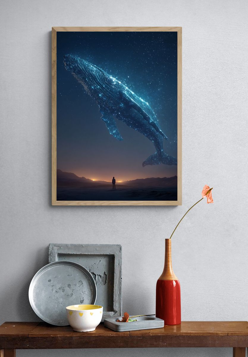 Cosmic Whale — Digital Art Print. — room view 3