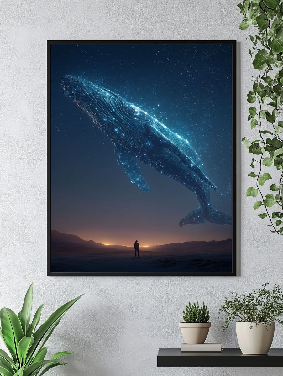 Cosmic Whale — Digital Art Print. — room view 4