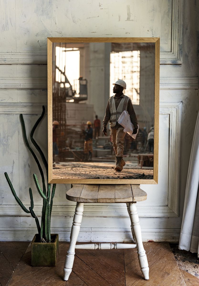Construction Worker Portrait Photography Poster. room preview