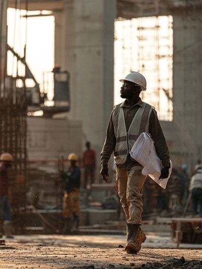 Construction Worker Portrait Photography Poster. poster