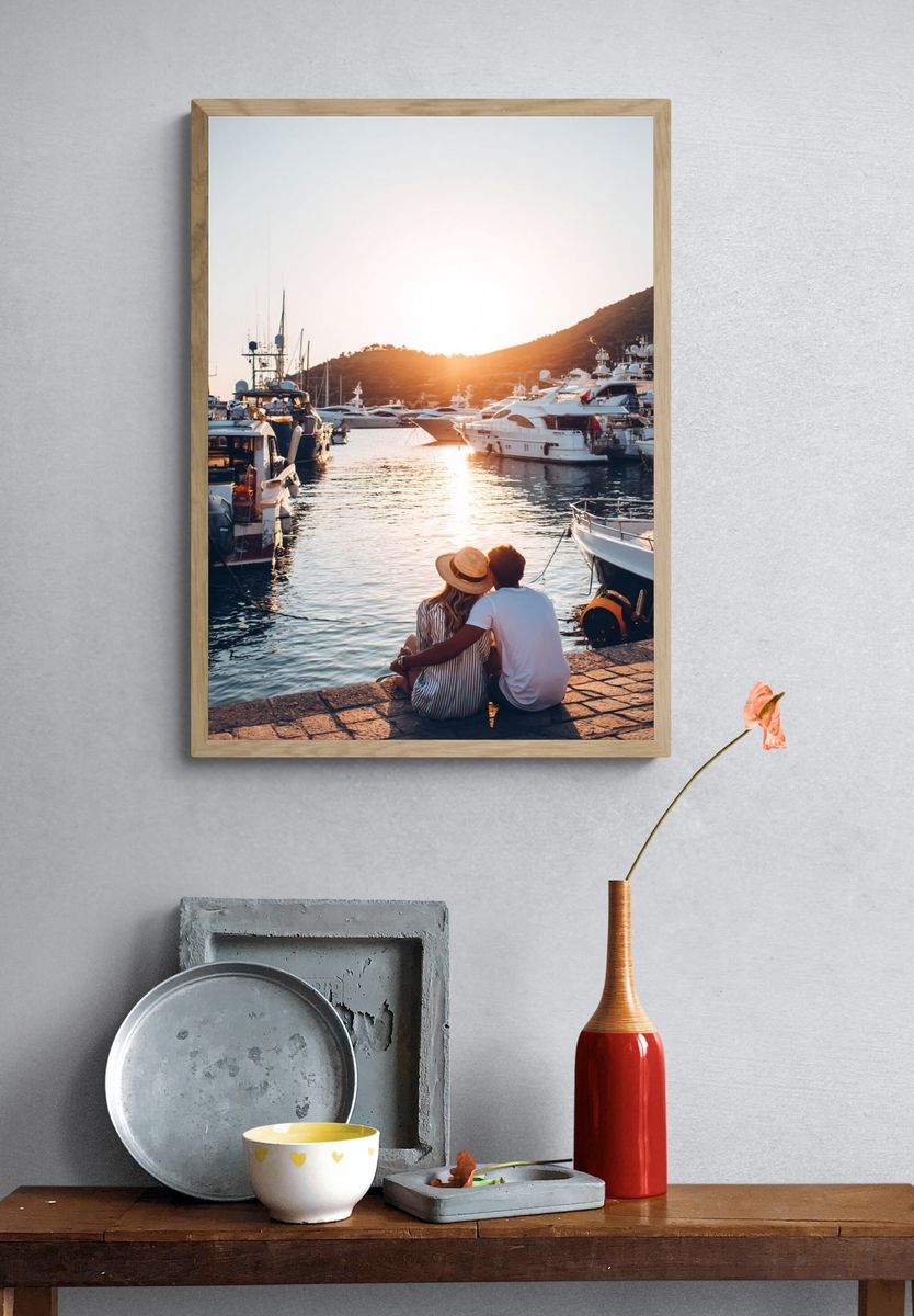 Couple Watching Sunset — Photography Print. — room view 3