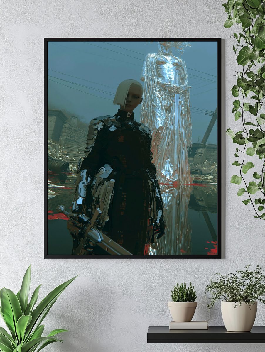 Cyberpunk Sentinel Digital Art Poster. — room view 4