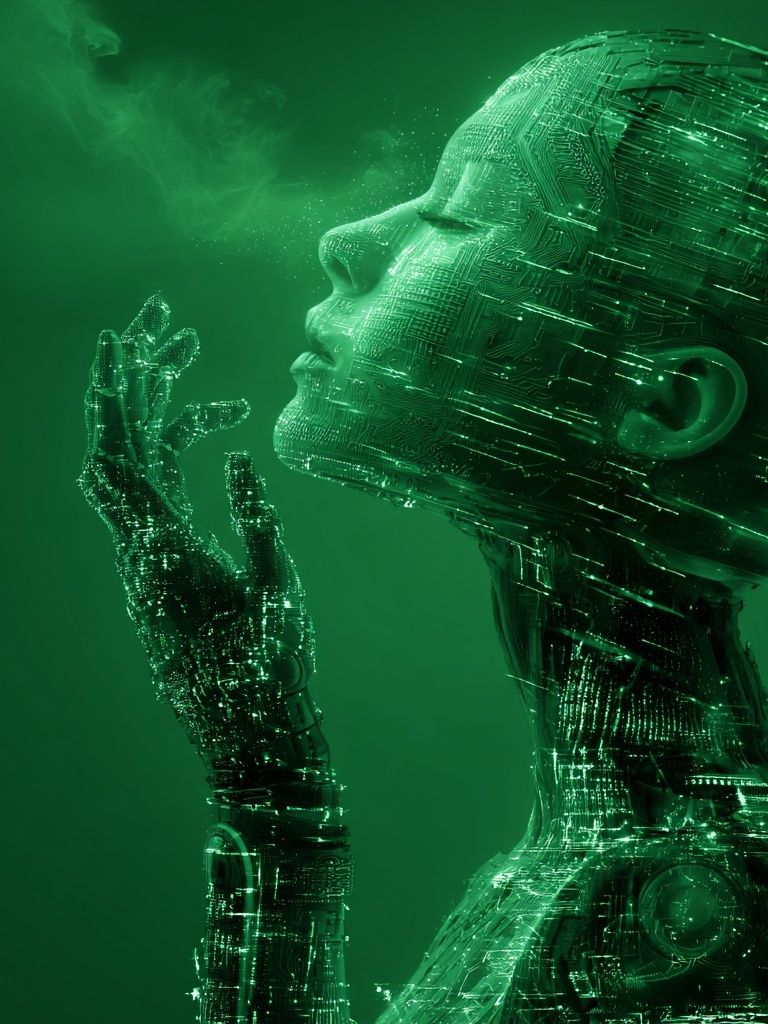 Cybernetic Dream Portrait Print. poster — illustration art
