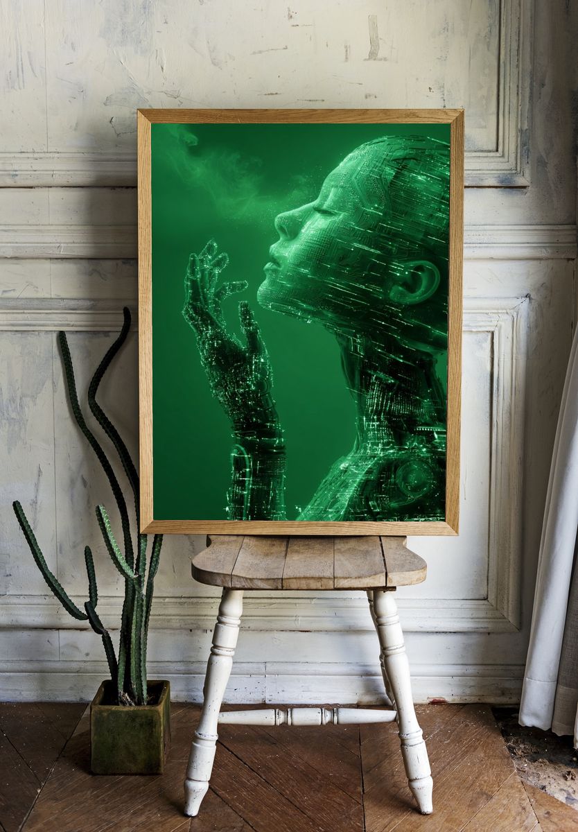 Cybernetic Dream Portrait Print. — room view 1