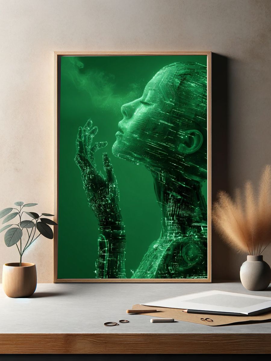 Cybernetic Dream Portrait Print. — room view 2