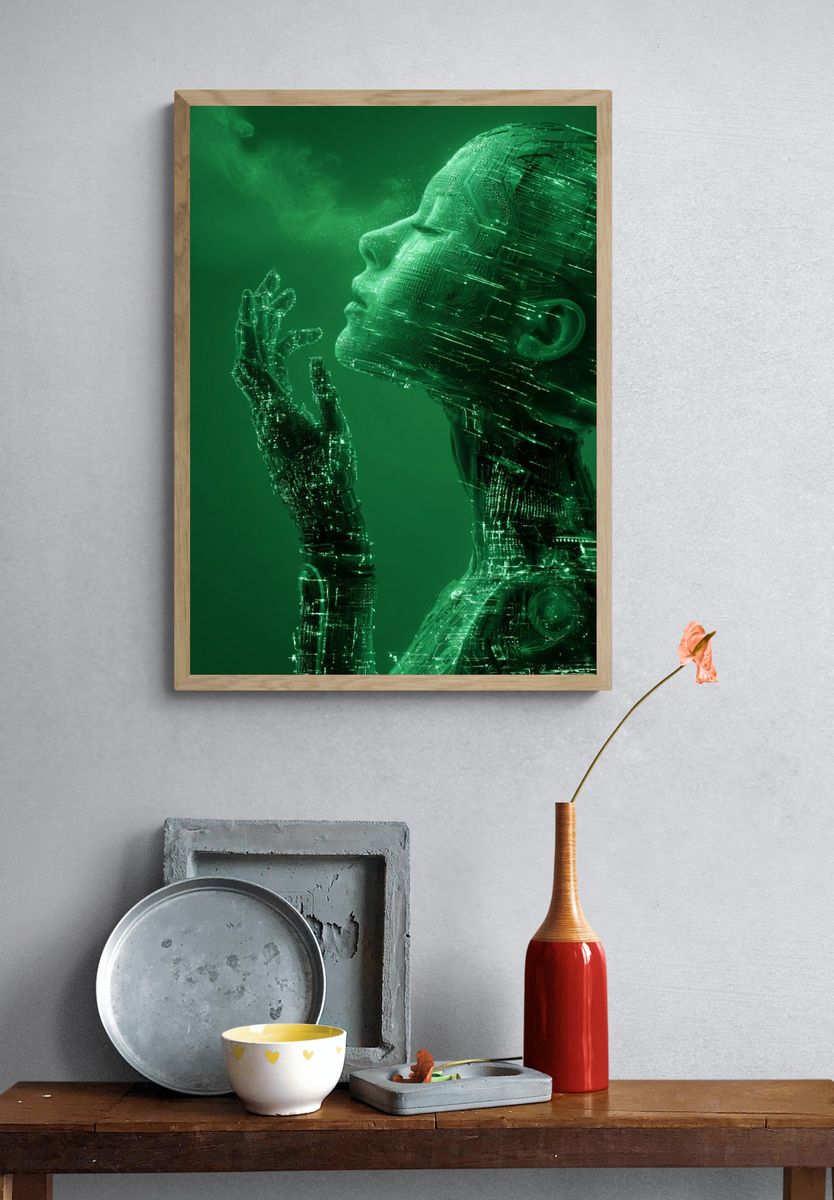 Cybernetic Dream Portrait Print. — room view 3