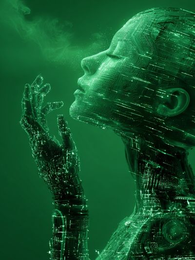 Cybernetic Dream Portrait Print. poster
