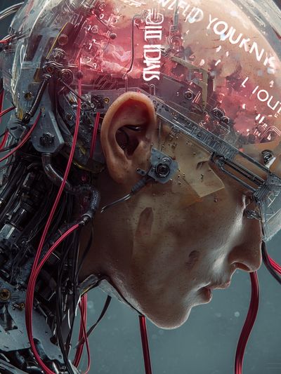 Cybernetic Human Profile Poster. poster print