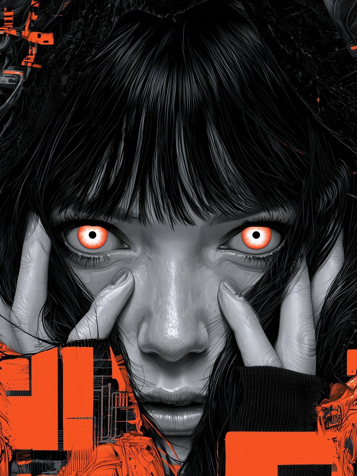 Cyberpunk Girl Portrait Poster. poster — illustration art