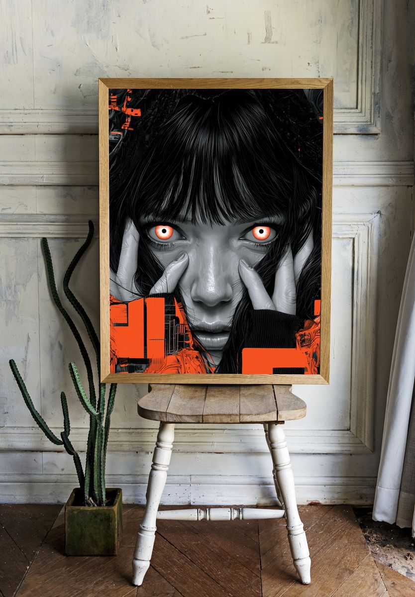 Cyberpunk Girl Portrait Poster. — room view 1