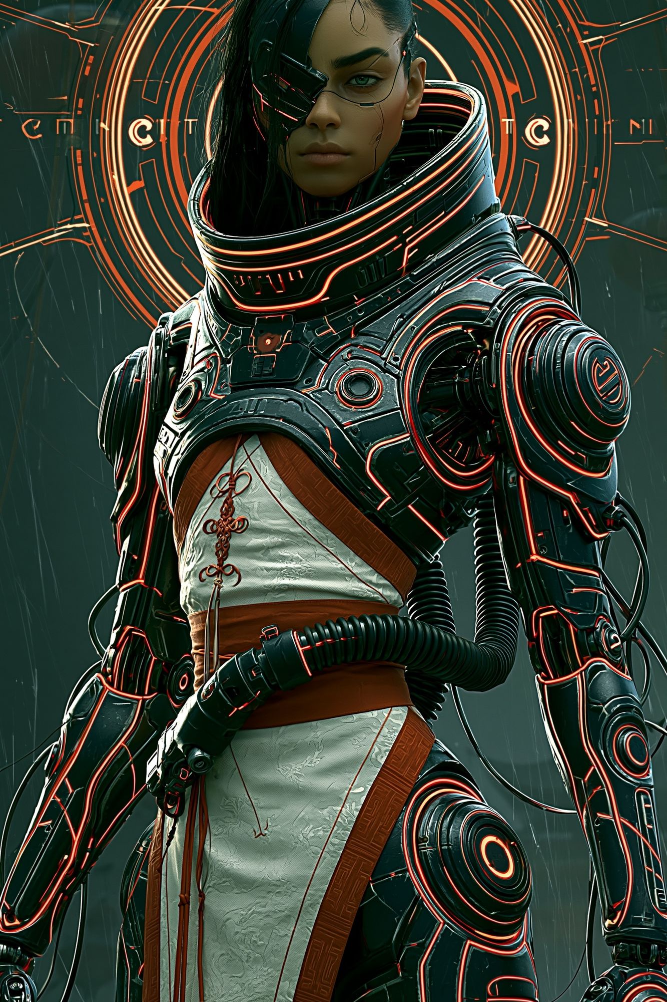 Cyberpunk Warrior Portrait Poster. poster detail