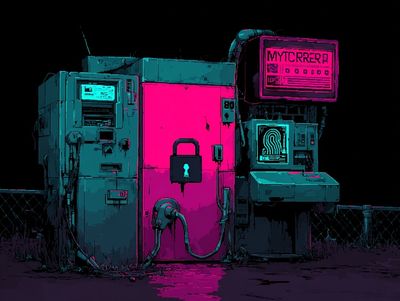 Neon Cyberpunk Security Station Poster. poster print