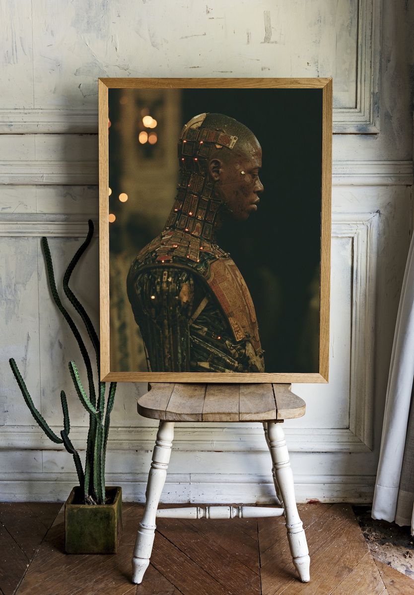 Cyborg Portrait Sci-Fi Print. room preview