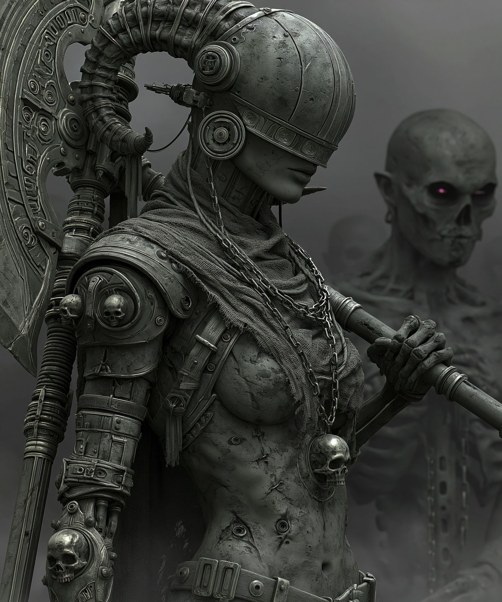 Cyberpunk Skull Warrior Poster. poster — illustration art