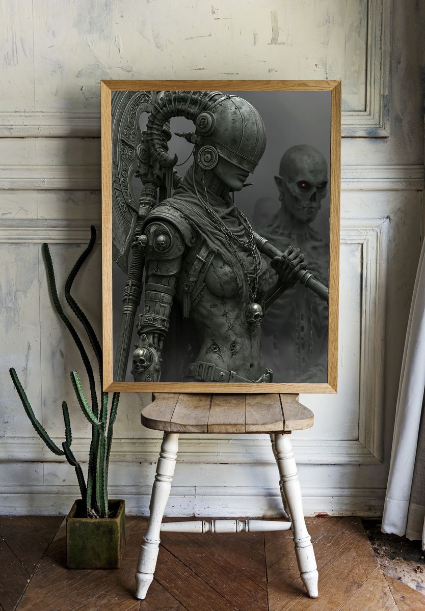 Cyberpunk Skull Warrior Poster. room preview