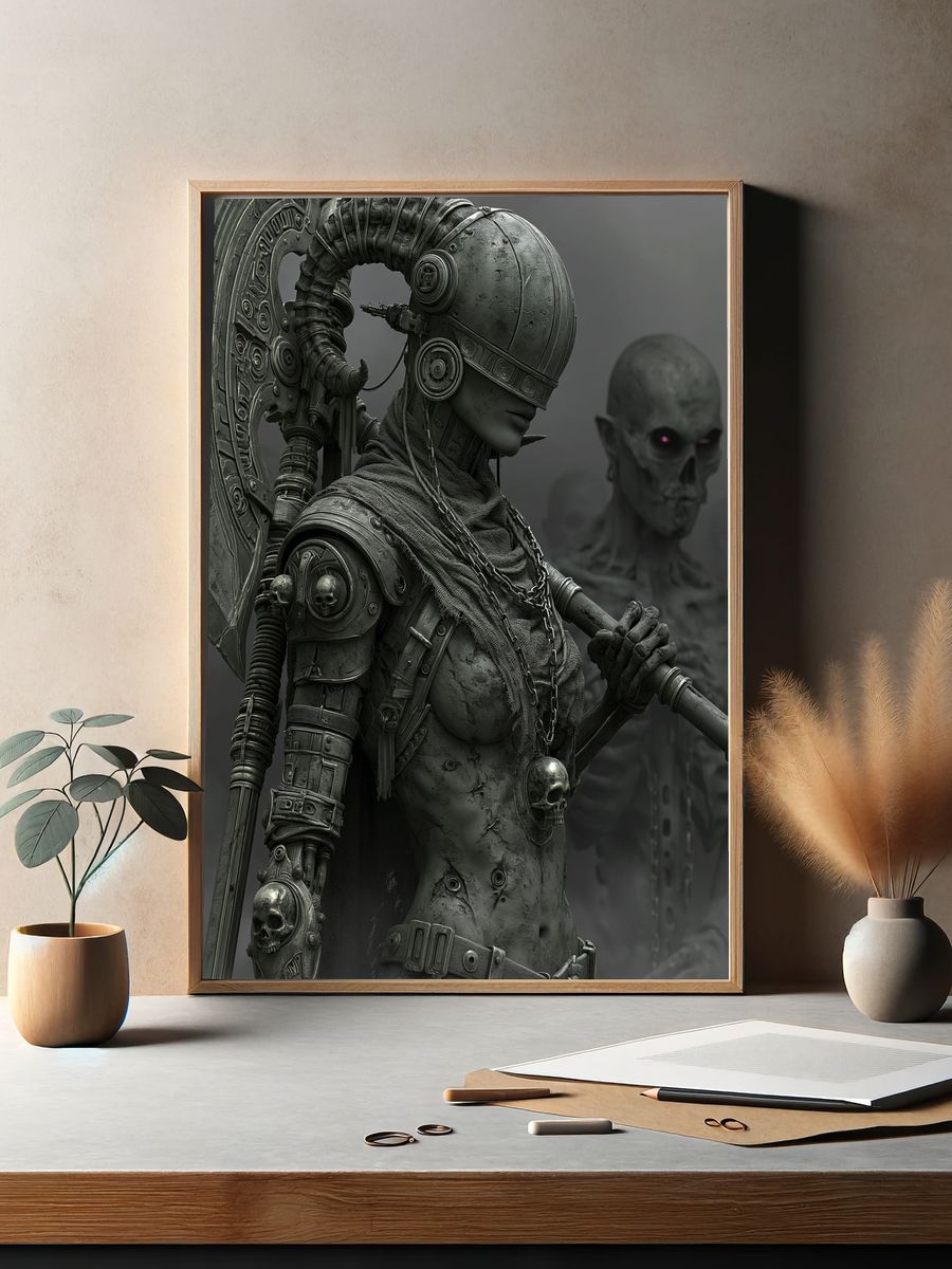 Cyberpunk Skull Warrior Poster. — room view 2