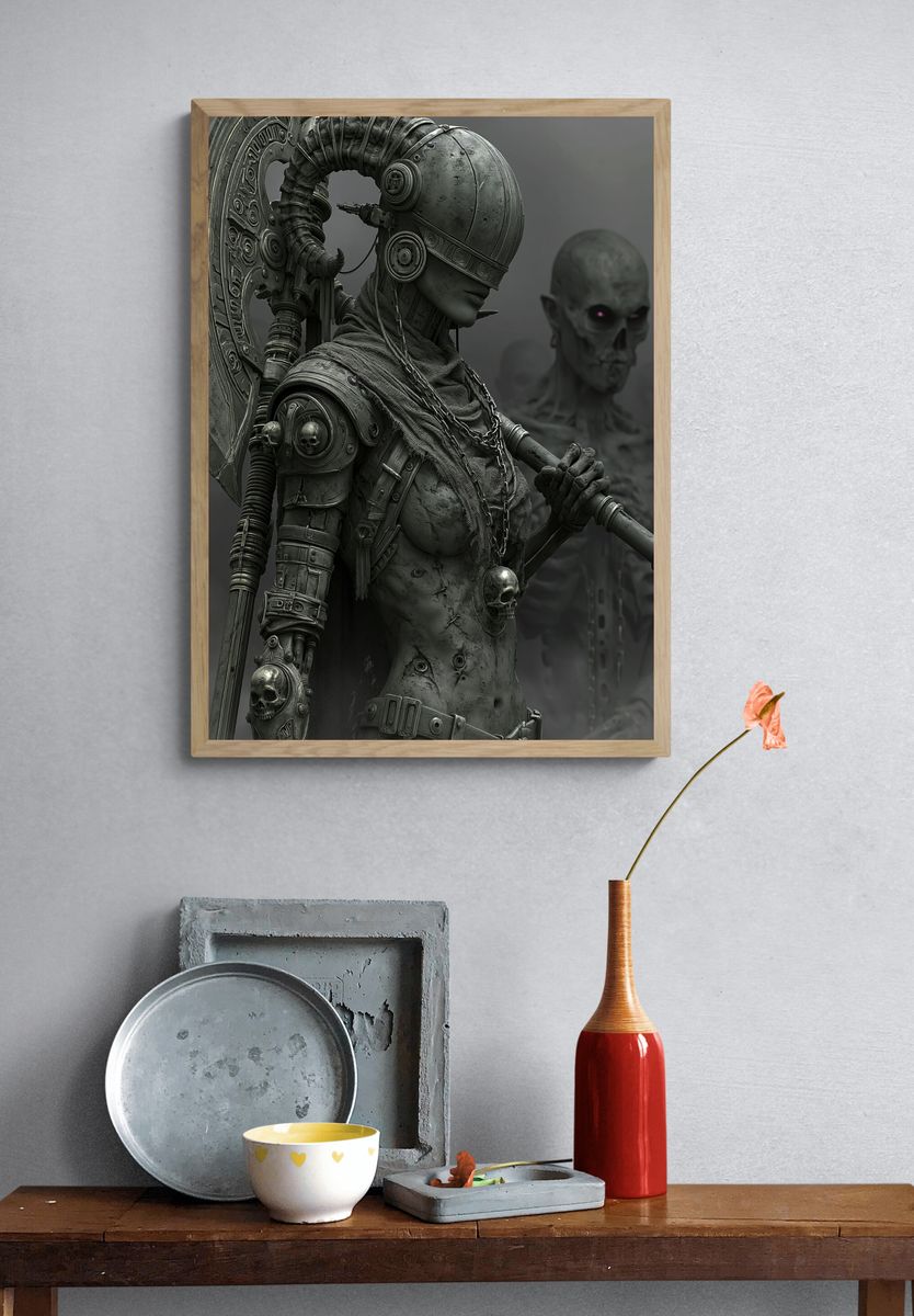 Cyberpunk Skull Warrior Poster. — room view 3