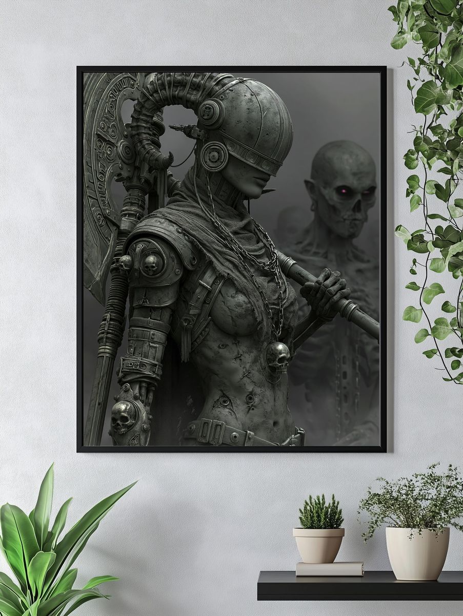Cyberpunk Skull Warrior Poster. — room view 4