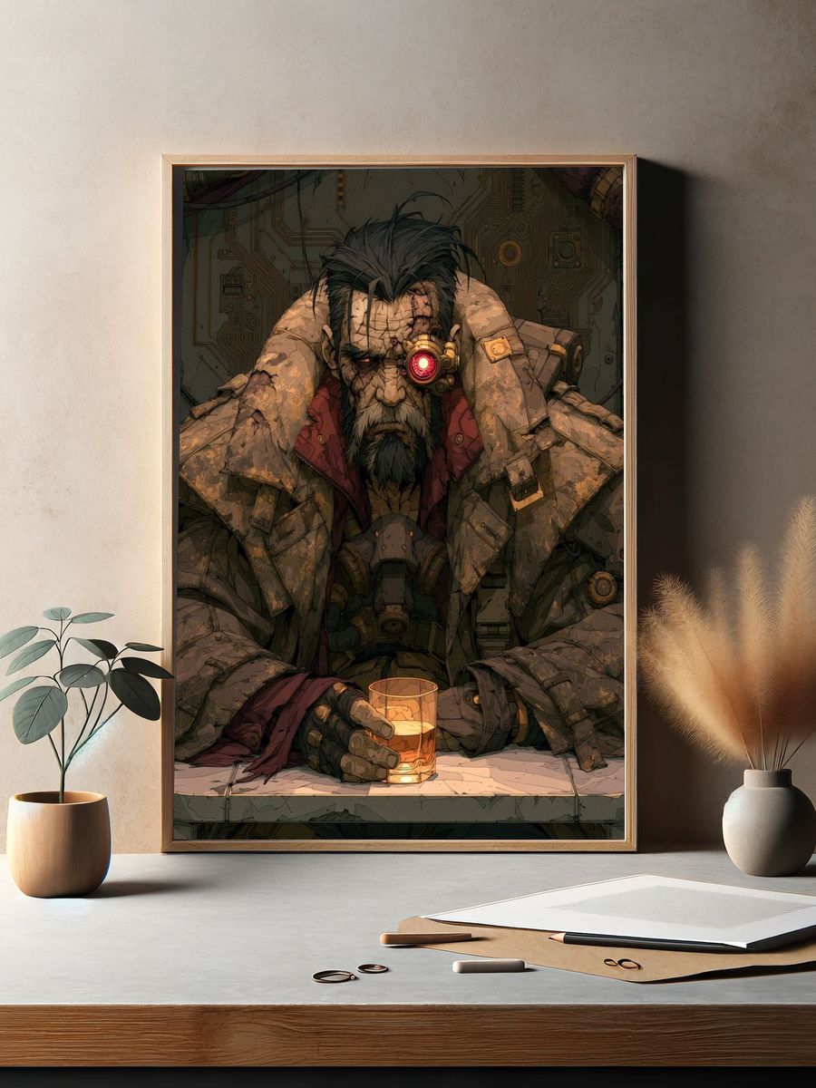 Cyberpunk Cyborg Man Poster. — room view 2