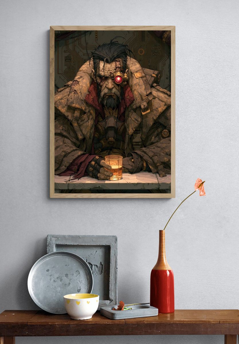Cyberpunk Cyborg Man Poster. — room view 3