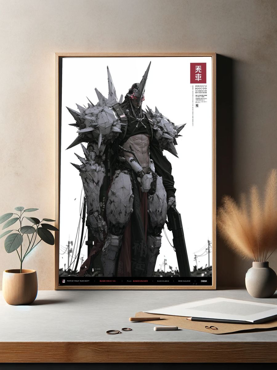 Cyberpunk Warrior — Sci-Fi Print. — room view 2