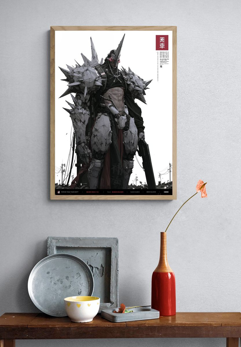 Cyberpunk Warrior — Sci-Fi Print. — room view 3