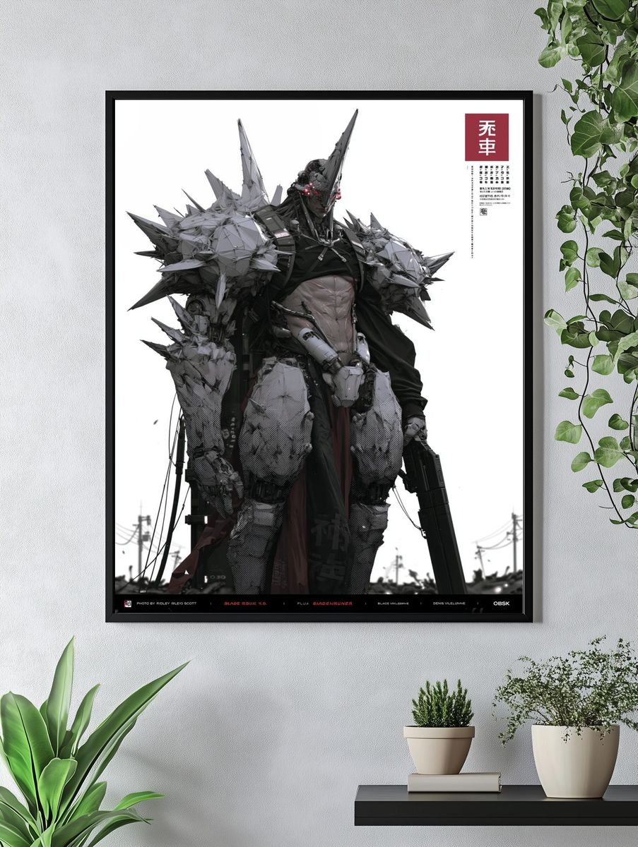 Cyberpunk Warrior — Sci-Fi Print. — room view 4