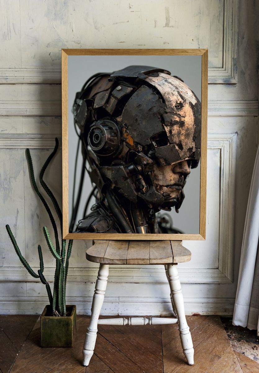 Cyborg Portrait — Sci-Fi Print. room preview