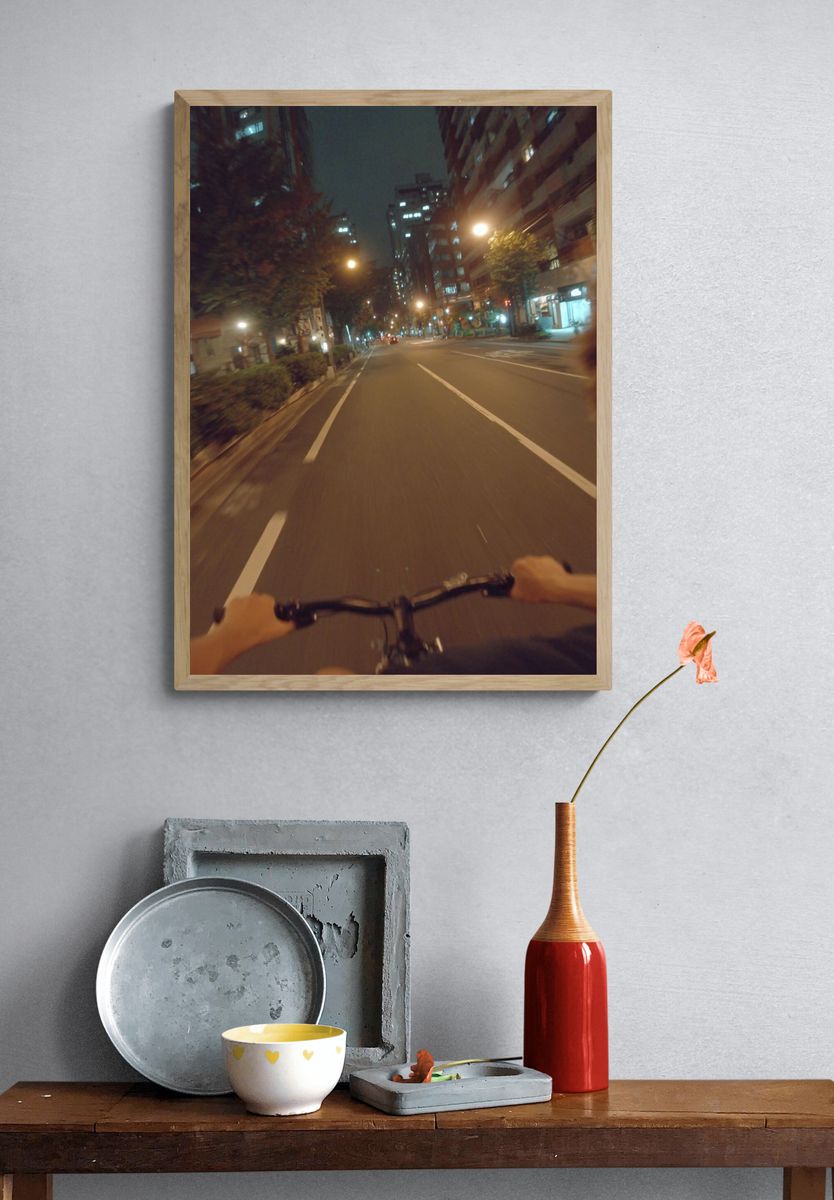 Nighttime City Cycling Poster. — room view 3