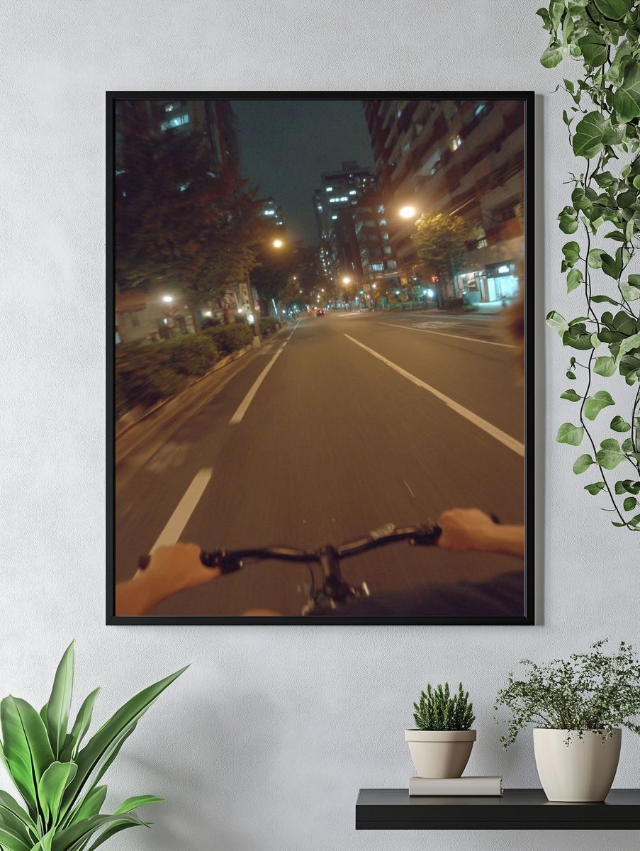 Nighttime City Cycling Poster. — room view 4