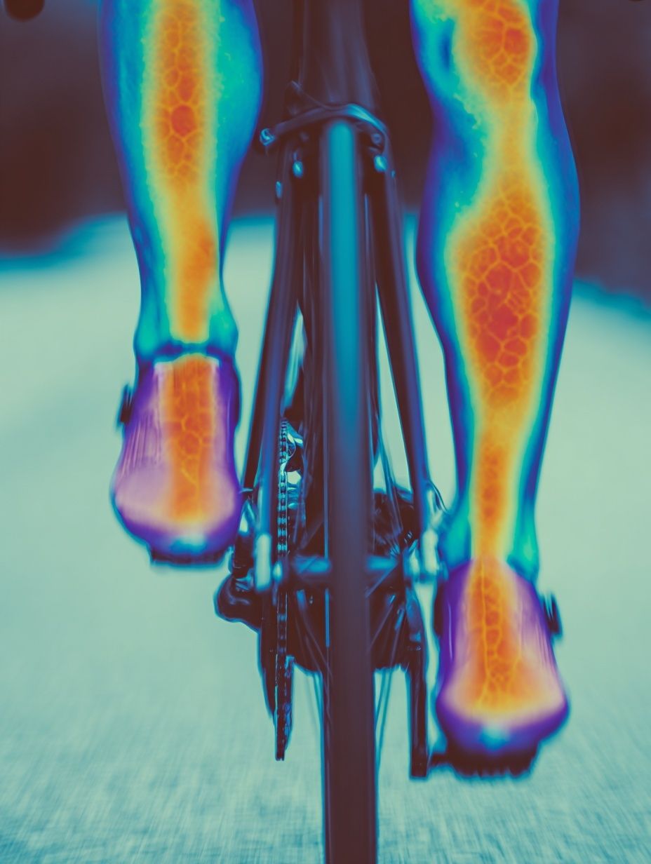 Cyclist Thermal Vision Photography Poster. poster detail