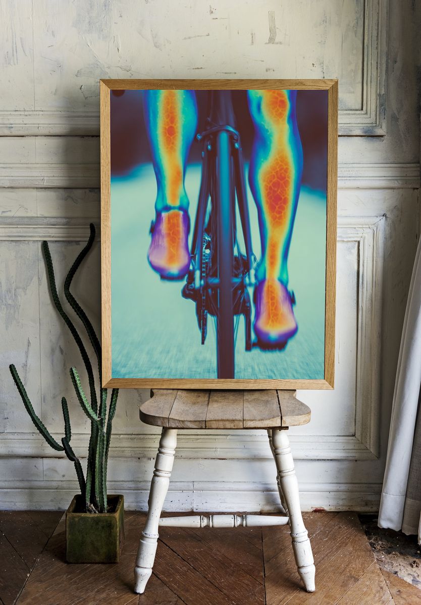 Cyclist Thermal Vision Photography Poster. — room view 1