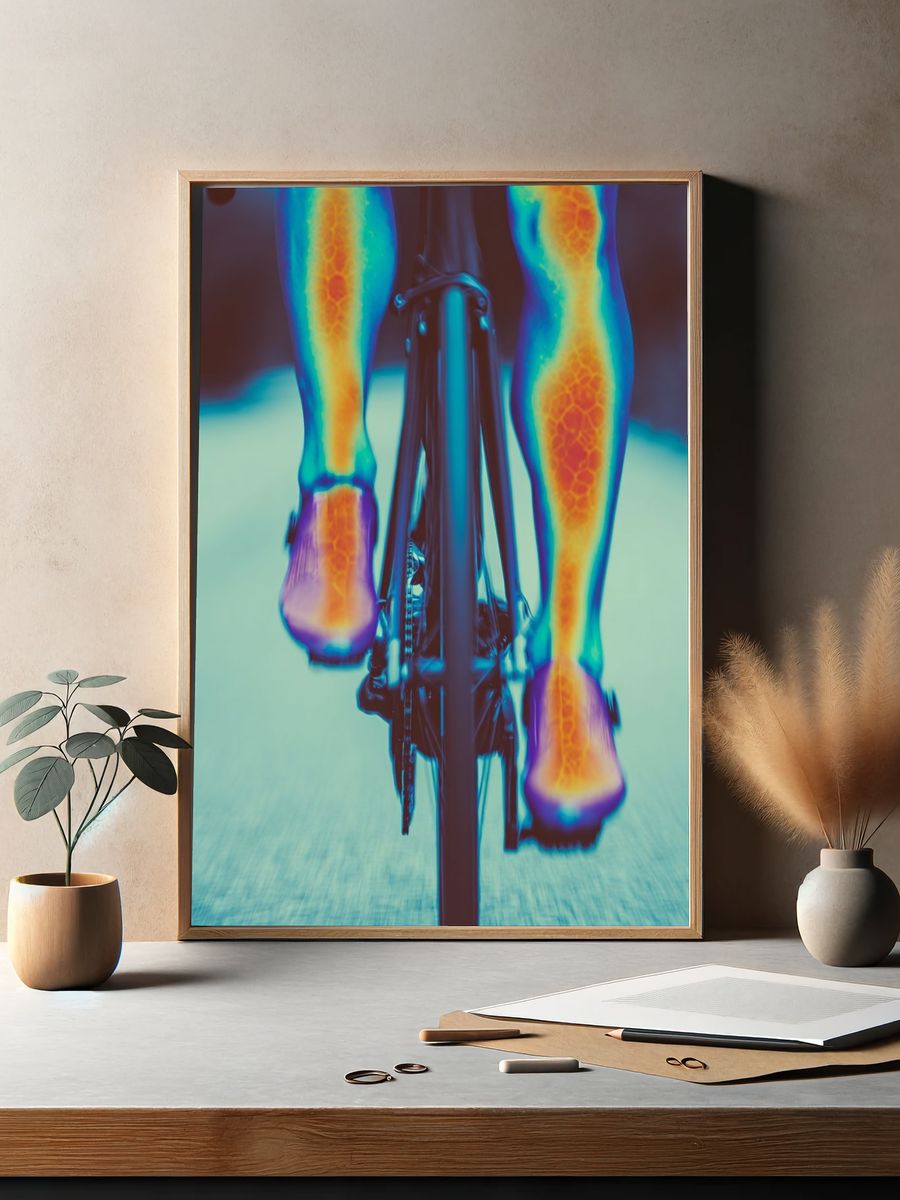 Cyclist Thermal Vision Photography Poster. — room view 2