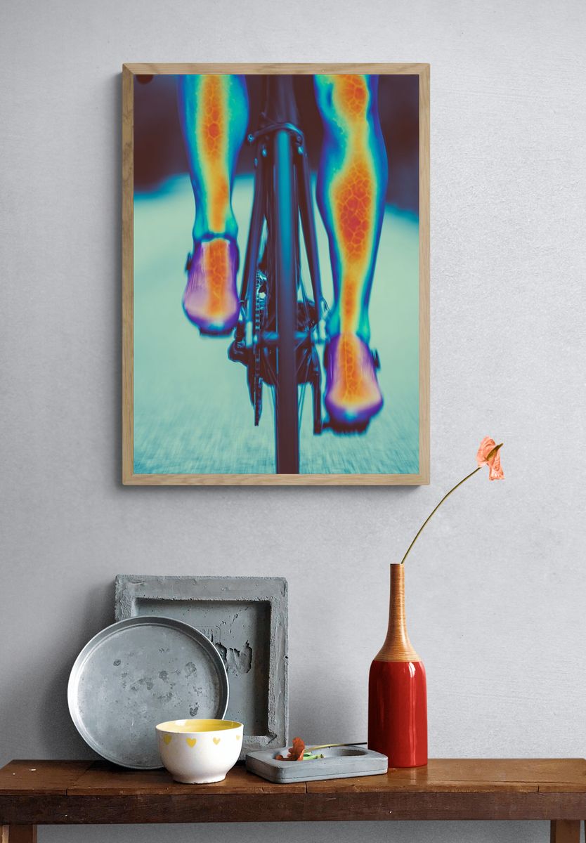 Cyclist Thermal Vision Photography Poster. — room view 3