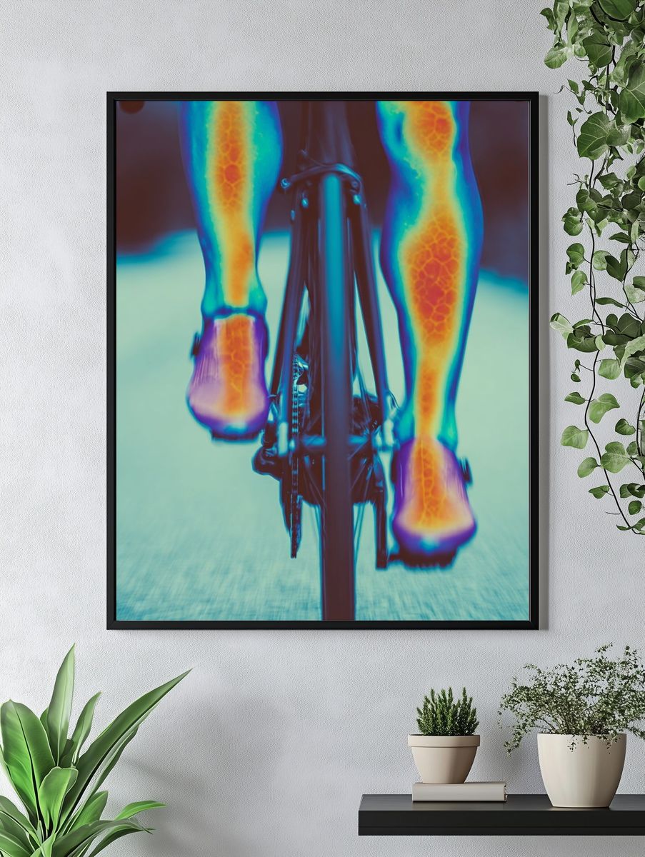Cyclist Thermal Vision Photography Poster. — room view 4