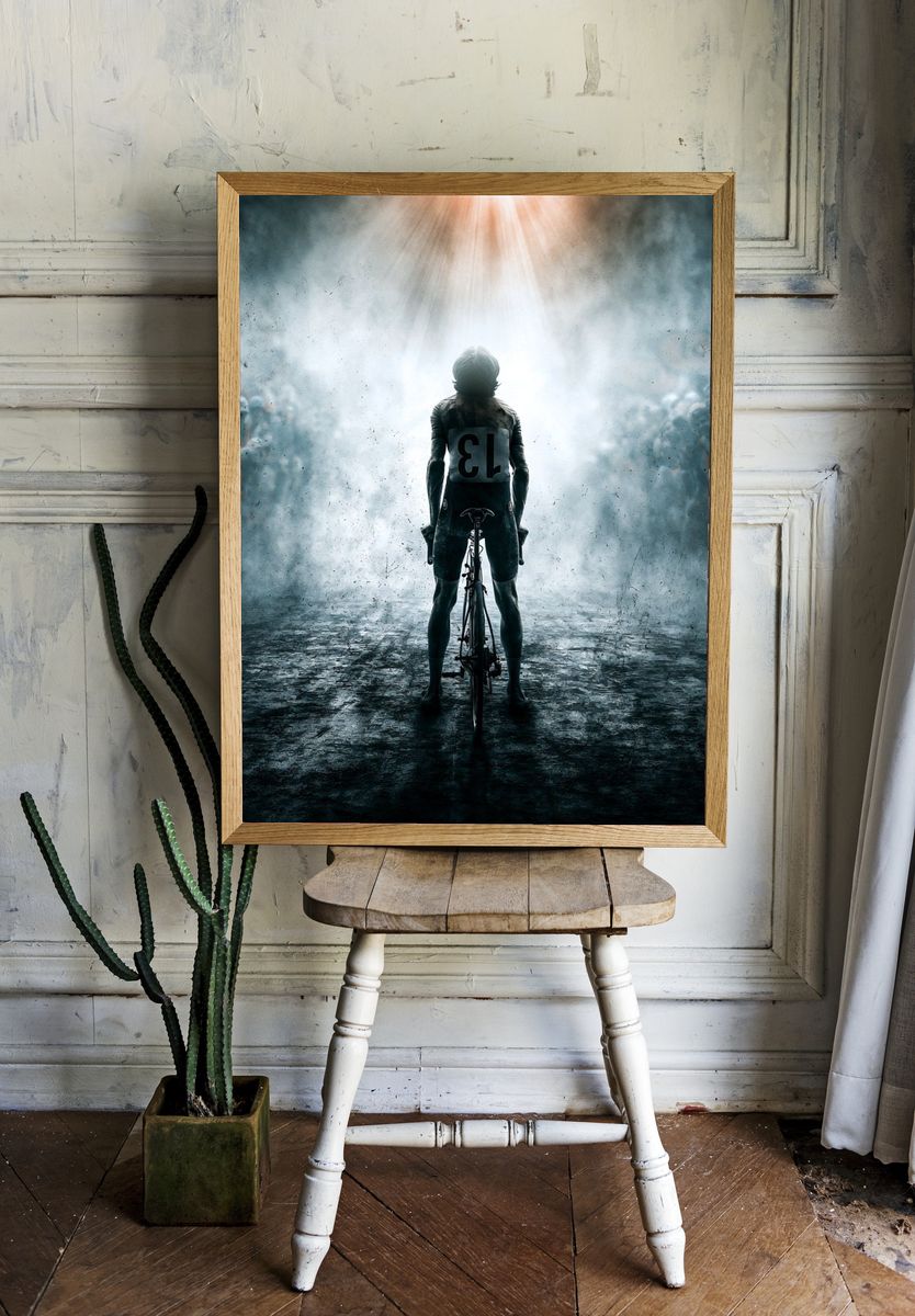 Cyclist Finish Line Photography Poster. — room view 1