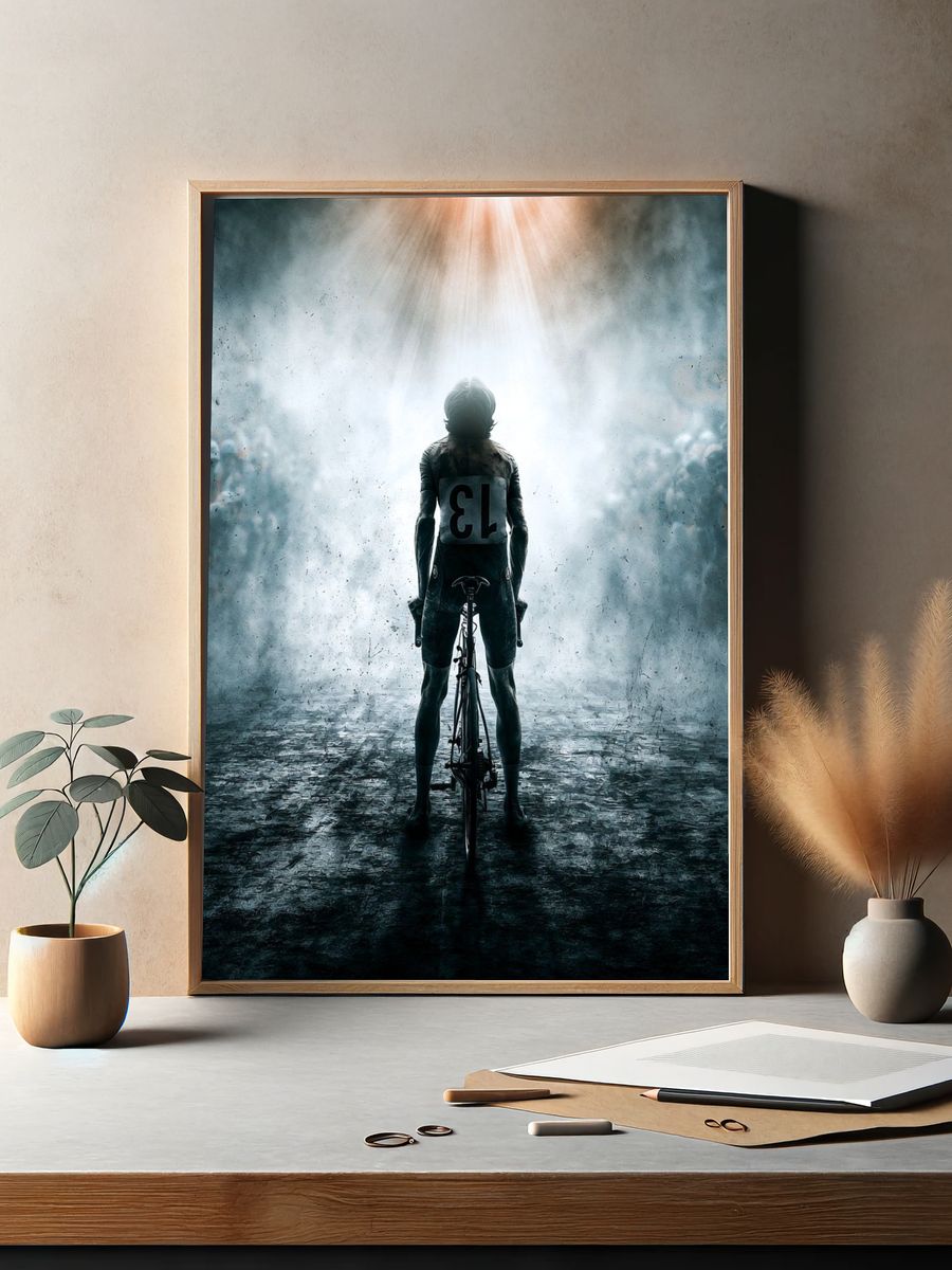 Cyclist Finish Line Photography Poster. — room view 2