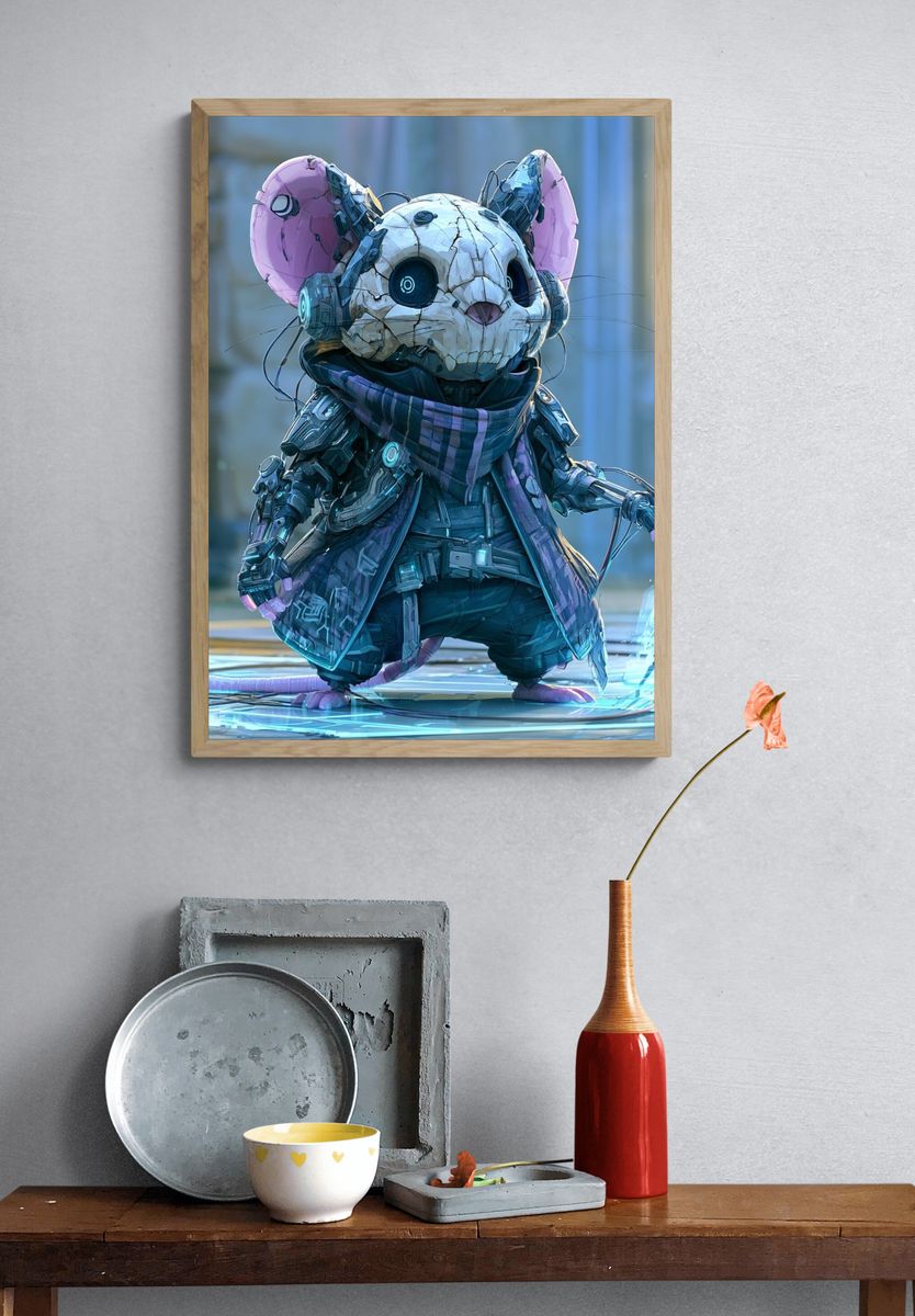 Cyberpunk Mouse Character Print. — room view 3