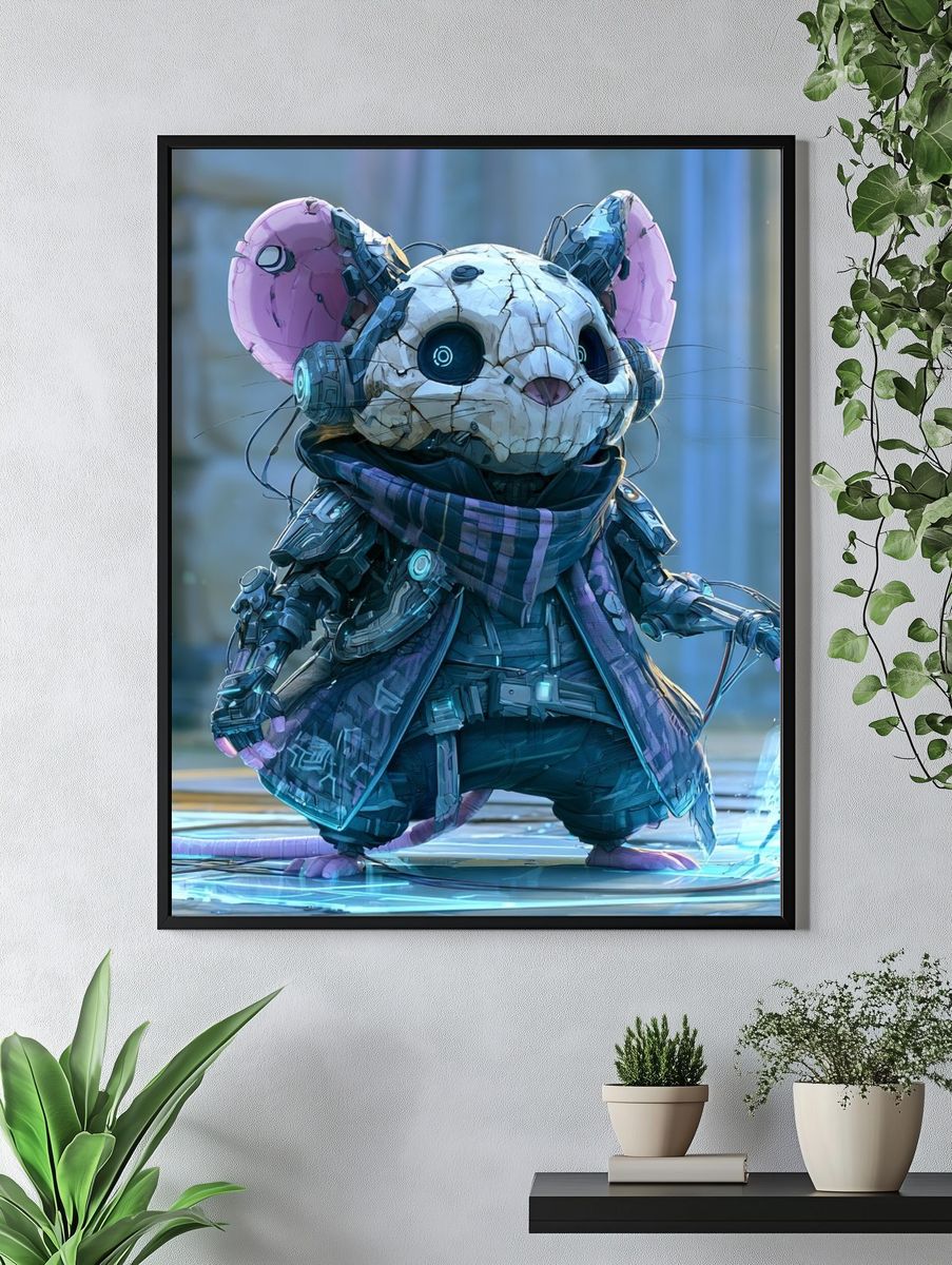 Cyberpunk Mouse Character Print. — room view 4