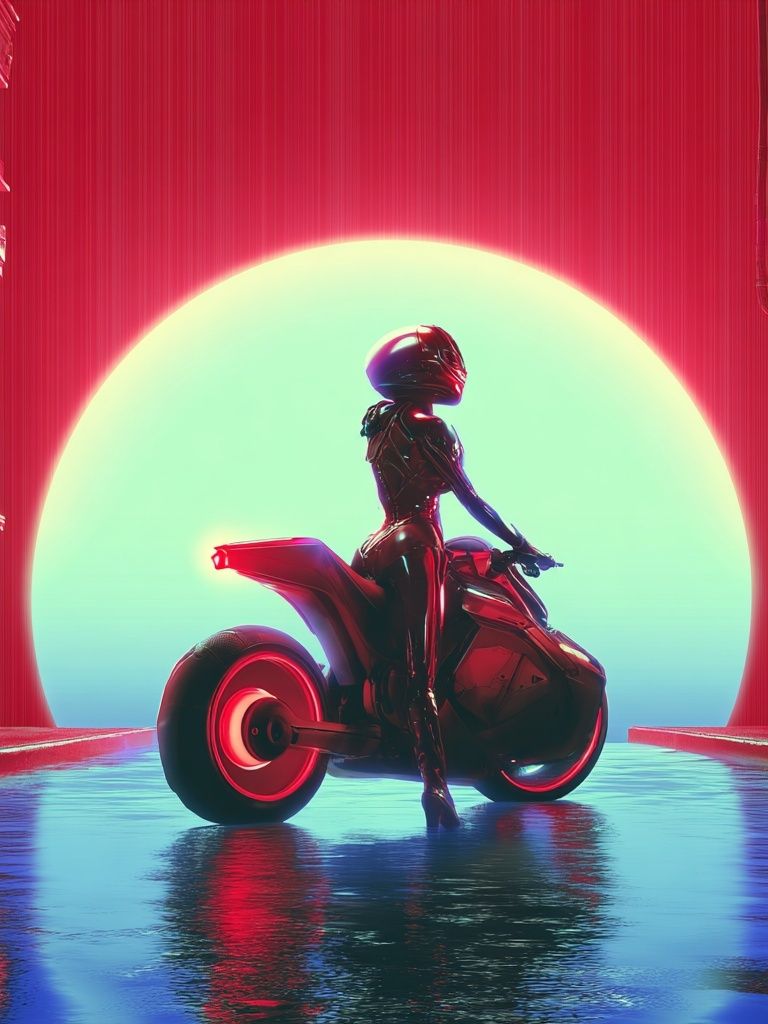 Futuristic Biker — Cyberpunk Print. poster — fine-art art