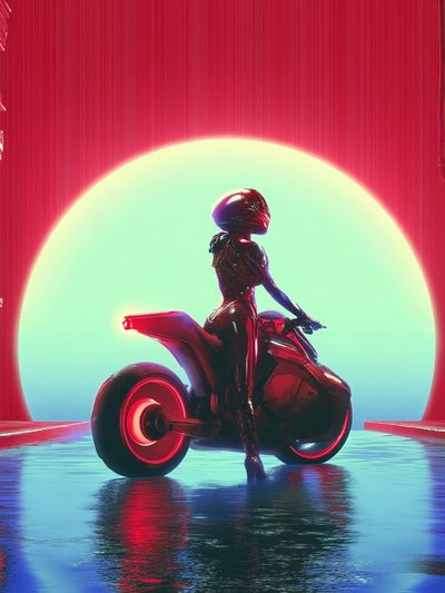 Futuristic Biker — Cyberpunk Print. poster