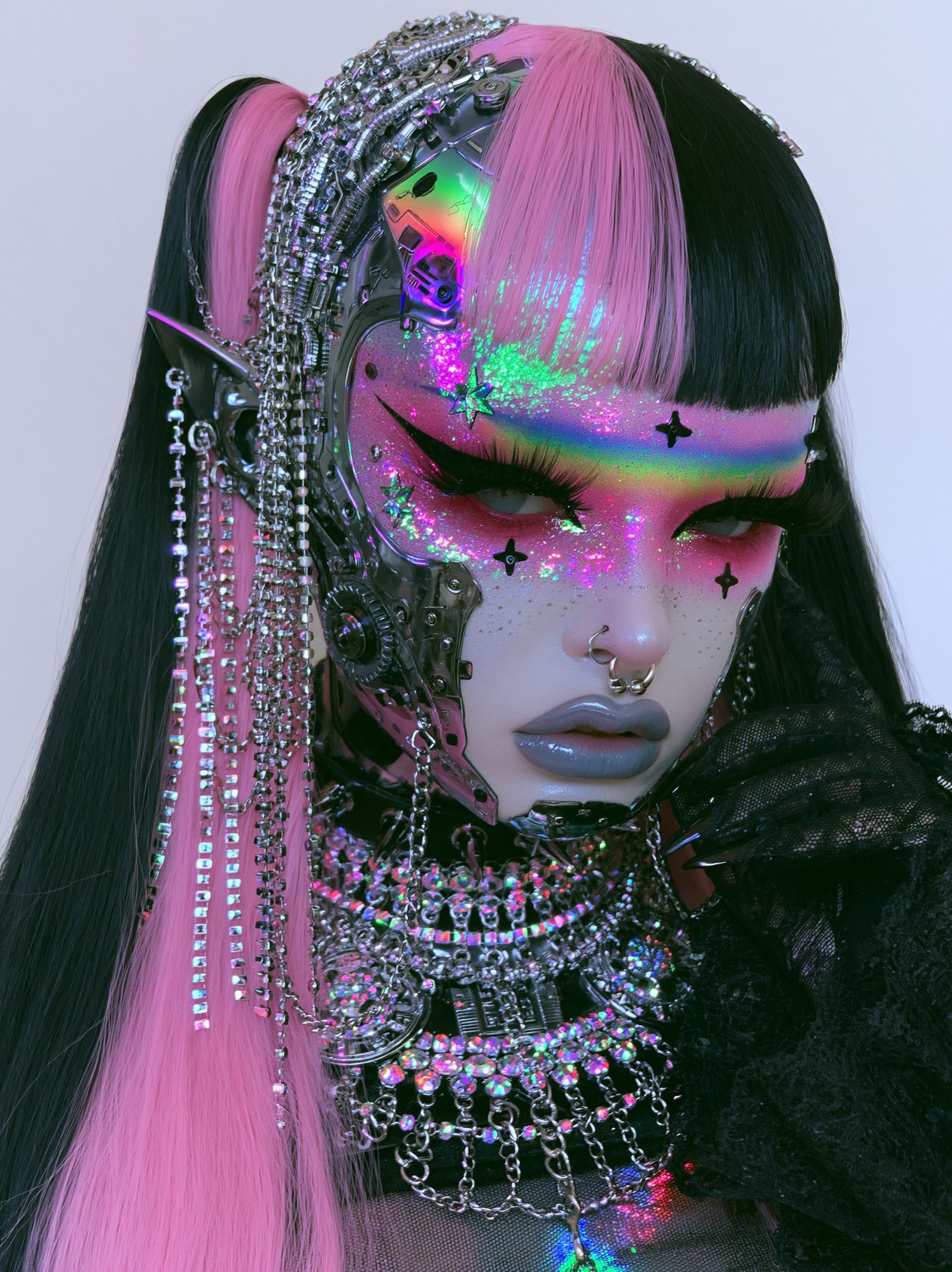 Cyberpunk Glam Portrait Poster. poster detail