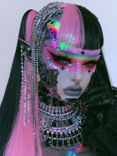 Cyberpunk Glam Portrait Poster.