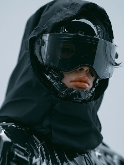 Cyberpunk Hooded Portrait Poster.