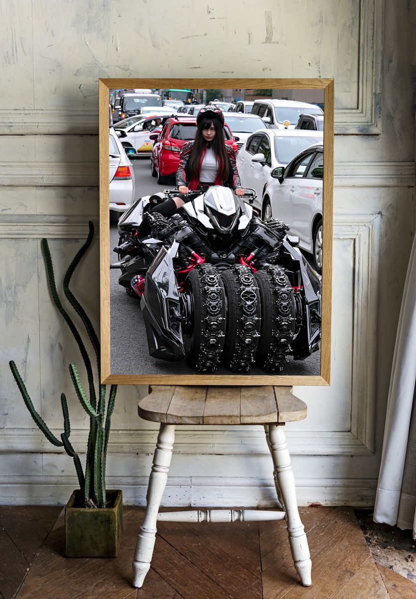 Cyberpunk Rider Street Photography Poster. room preview
