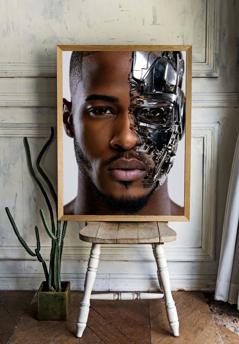 Cyborg Portrait Photography Poster. room preview