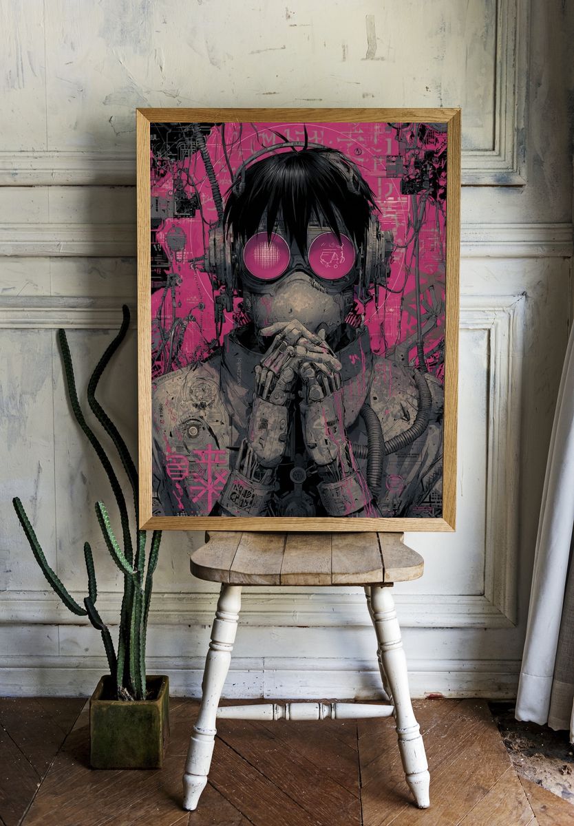Cyberpunk Character — Digital Art Print. — room view 1