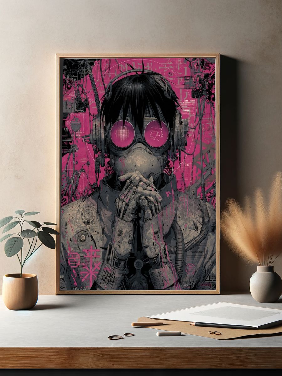 Cyberpunk Character — Digital Art Print. — room view 2
